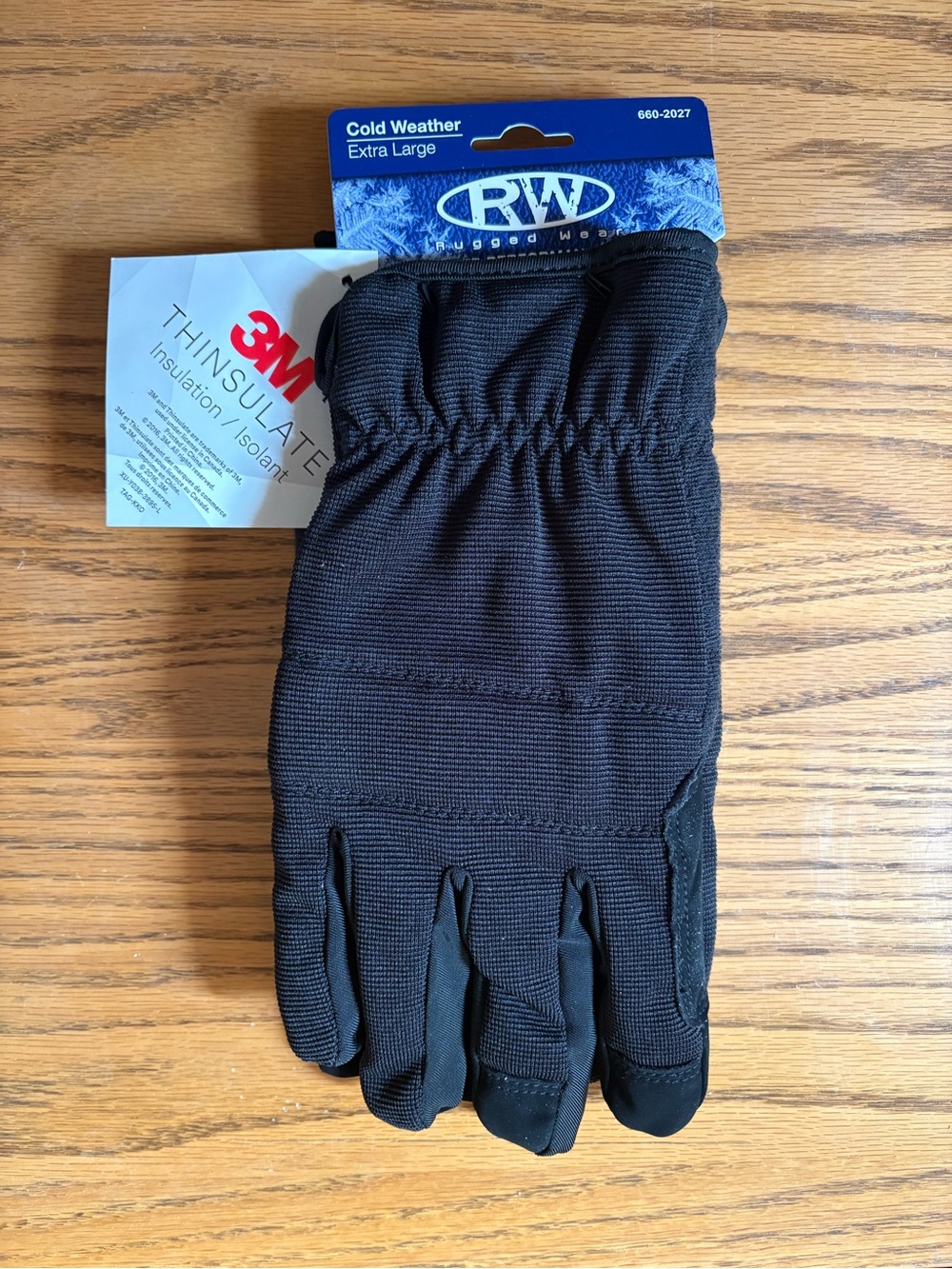 Cold Weather Thinsulate Men's Gloves - Black, Extra Large